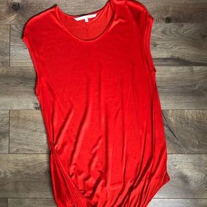 Tomato red drape hem top